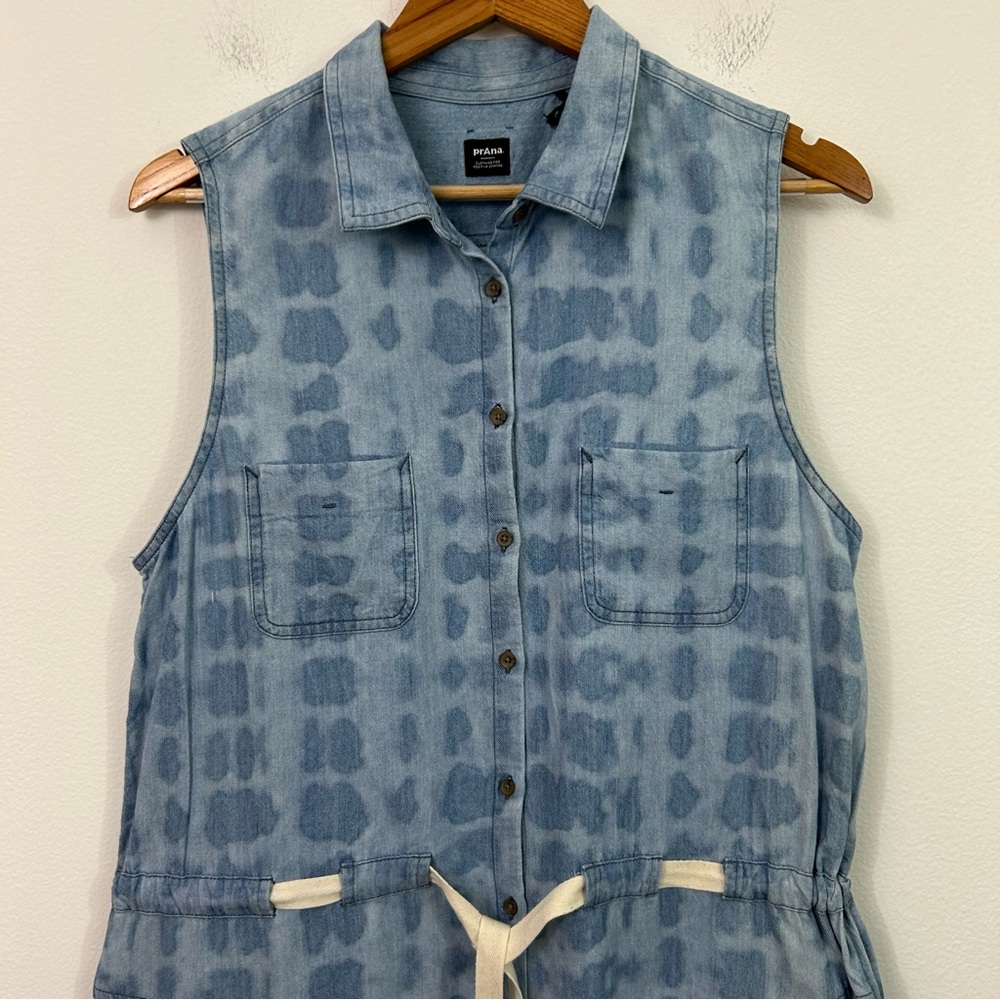 PrAna Sleeveless Blue Tie-Dye Dress Sunrise Peak Size Medium - Picture 8 of 9
